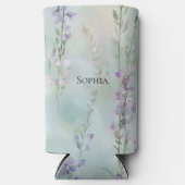 ロマンチックパープルラベンダーフローラ スリム缶クーラー (正面)