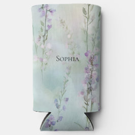 ロマンチックパープルラベンダーフローラ スリム缶クーラー