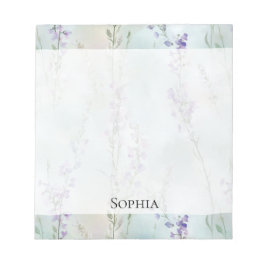 ロマンチックパープルラベンダーフローラ ノートパッド