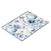 ロマンチックパープルラベンダーブルークリームフローラ ノートブック (左側)