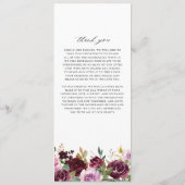 ロマンチックパープル秋フローラ素朴開花結婚ズ プログラム (裏面)