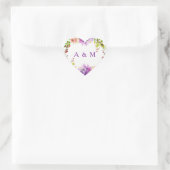 ロマンチックパープル結婚フローライニシャル ハートシール (バッグ)