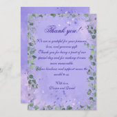 ロマンチックパープル結婚フローラサンキューカード サンキューカード (正面/裏面)