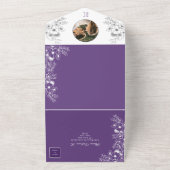 ロマンチックパープル結婚フローラ オールインワン招待状 (外側)