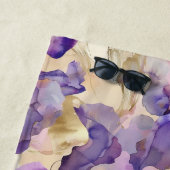 ロマンチックパープル金ゴールドアイリスフローラ ビーチタオル (インサイチュ)