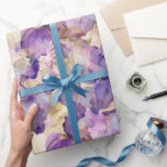 ロマンチックパープル金ゴールドアイリス結婚フローラ ラッピングペーパー<br><div class="desc">ロマンチックパープル金ゴールドアイリス結婚フローラのブライダルシャワー誕生日</div>