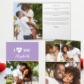 ロマンチックパープル5写真I Love You Valentine's Day カード