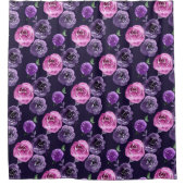 ロマンチックパープル&ピンクウォーターカラーバラフローラ シャワーカーテン (正面)