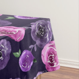 ロマンチックパープル&ピンクウォーターカラーバラフローラ テーブルクロス