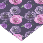 ロマンチックパープル&ピンクウォーターカラーバラフローラ ミディアムテーブルランナー (コーナー)