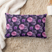 ロマンチックパープル&ピンクウォーターカラーバラフローラ ランバークッション (ブランケット)