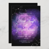 ロマンチックパープル&ピンクネブラ結婚式招待状 招待状 (正面/裏面)