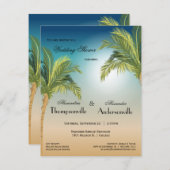 ロマンチックパームツリーズオンビーチアットサンセット 招待状 (正面/裏面)