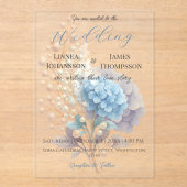 ロマンチックパールアジデンシアブルーワートレカラー結婚ズ アクリル招待状 (正面)