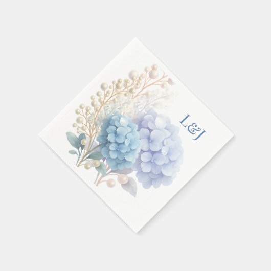 ロマンチックパールアジデンシアブルーワートレカラー結婚ズ スタンダードカクテルナプキン (角)