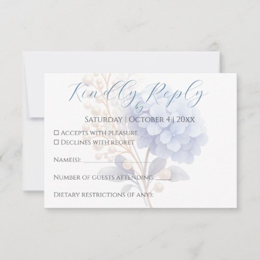 ロマンチックパールアジデンシアブルーワートレカラー結婚ズ 出欠カード (正面)