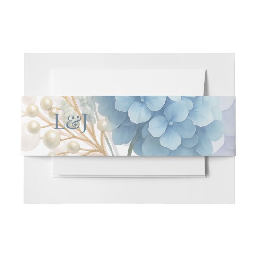 ロマンチックパールアジデンシアブルーワートレカラー結婚ズ 招待状ベリーバンド (正面例)