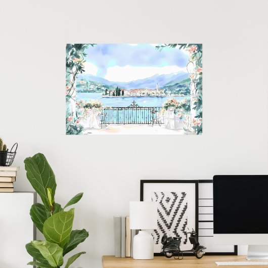 ロマンチックビューオブコモ湖 ポスター (ホームオフィス)