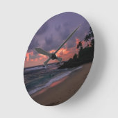 ロマンチックビーチアットデュスク ラウンド壁時計 (傾斜)