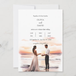 ロマンチックビーチエロペメント海サンセット結婚ズ 招待状