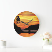 ロマンチックビーチサンセット ラージ壁時計 (ホーム)