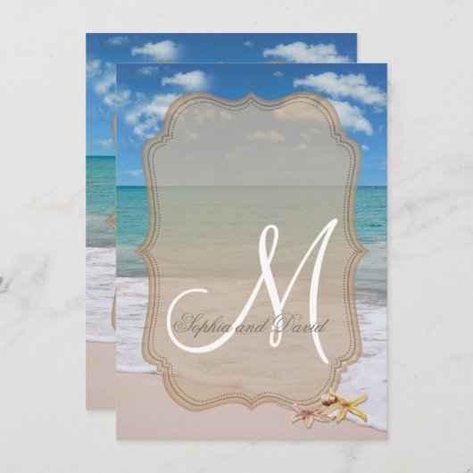 ロマンチックビーチスターフィッシュ結婚式招待状 招待状 (正面/裏面)