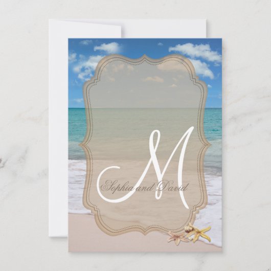 ロマンチックビーチスターフィッシュ結婚式招待状 招待状 (正面)