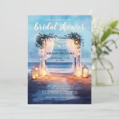ロマンチックビーチフロントトワイライト海ブライダルシャワー 招待状 (スタンド正面)
