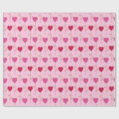 ロマンチックピンクつる植物ハートパターン ラッピングペーパー (フラット)