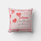 ロマンチックピンクと赤いハートバレンタインデー クッション (正面)