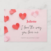 ロマンチックピンクと赤いハートバレンタインデー ポストカード (正面)
