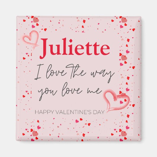 ロマンチックピンクと赤いハートバレンタインデー マグネット (正面)