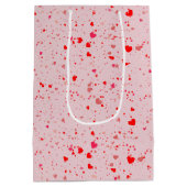 ロマンチックピンクと赤いハートバレンタインデー ミディアムペーパーバッグ (裏面)