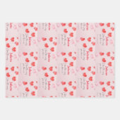 ロマンチックピンクと赤いハートバレンタインデー ラッピングペーパーシート (正面)