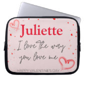 ロマンチックピンクと赤いハートバレンタインデー ラップトップスリーブ (正面)