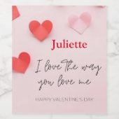 ロマンチックピンクと赤いハートバレンタインデー ワインラベル (シングルラベル)