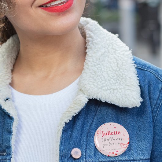 ロマンチックピンクと赤いハートバレンタインデー 缶バッジ