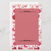 ロマンチックピンクと赤いハート文房具 便箋 (正面/裏面)