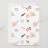 ロマンチックピンクウォーターカラーガーデンブライダルシャワー 招待状 (裏面)