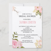 ロマンチックピンクウォーターカラーガーデンブライダルシャワー 招待状 (正面)