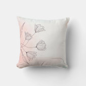 ロマンチックピンクウォーターカラーフローラ装飾用クッションホーム クッション (正面)