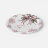 ロマンチックピンククリスマスブライダルシャワー ペーパープレート (アングル)