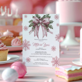ロマンチックピンククリスマスブライダルシャワー 招待状