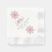 ロマンチックピンククリスマスブライダルシャワー 縁ありカクテルナプキン (正面)