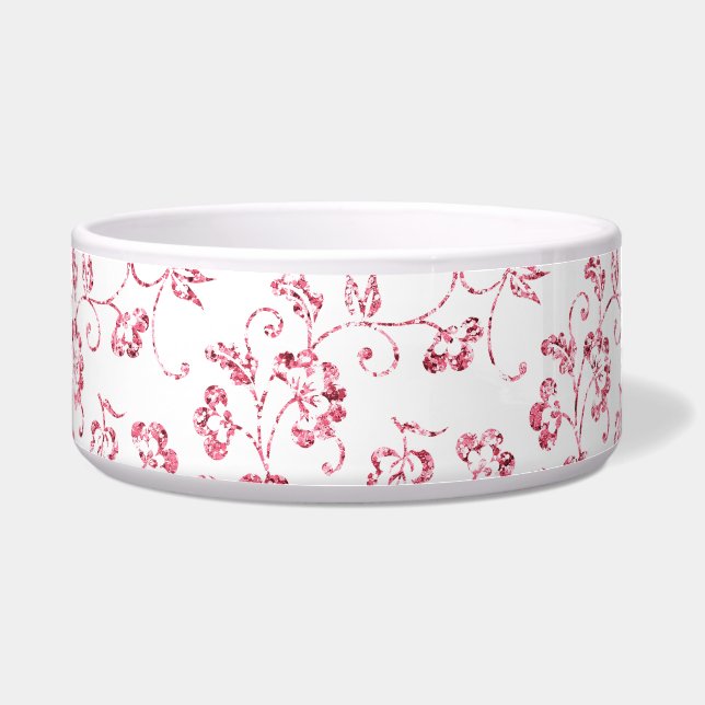 ロマンチックピンクグリッターフローラ ボウル (正面)