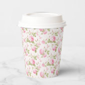 ロマンチックピンクコテージバラ 紙コップ (左)