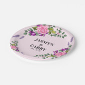 ロマンチックピンクバイオレットフローラサマーブーケ ペーパープレート (アングル)