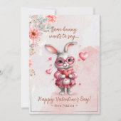 ロマンチックピンクバニー&ハートバレンタインデー シーズンカード (正面)