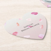 ロマンチックピンクピーチバラ花びらブライダルシャワー ペーパーコースター (アングル)