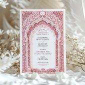 ロマンチックピンクフィリグリー結婚インディアンズ華美 招待状